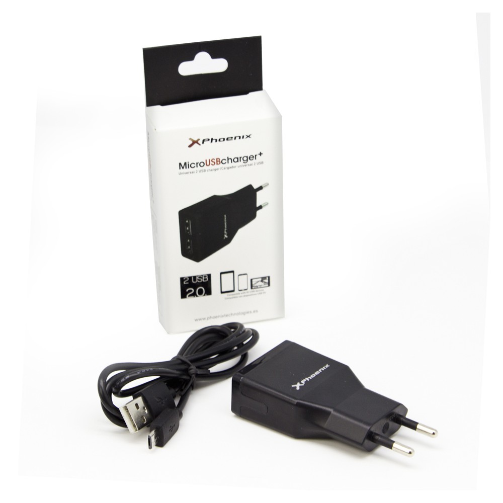 Cargador usb 5v 2 salidas 2a con cable micro usb