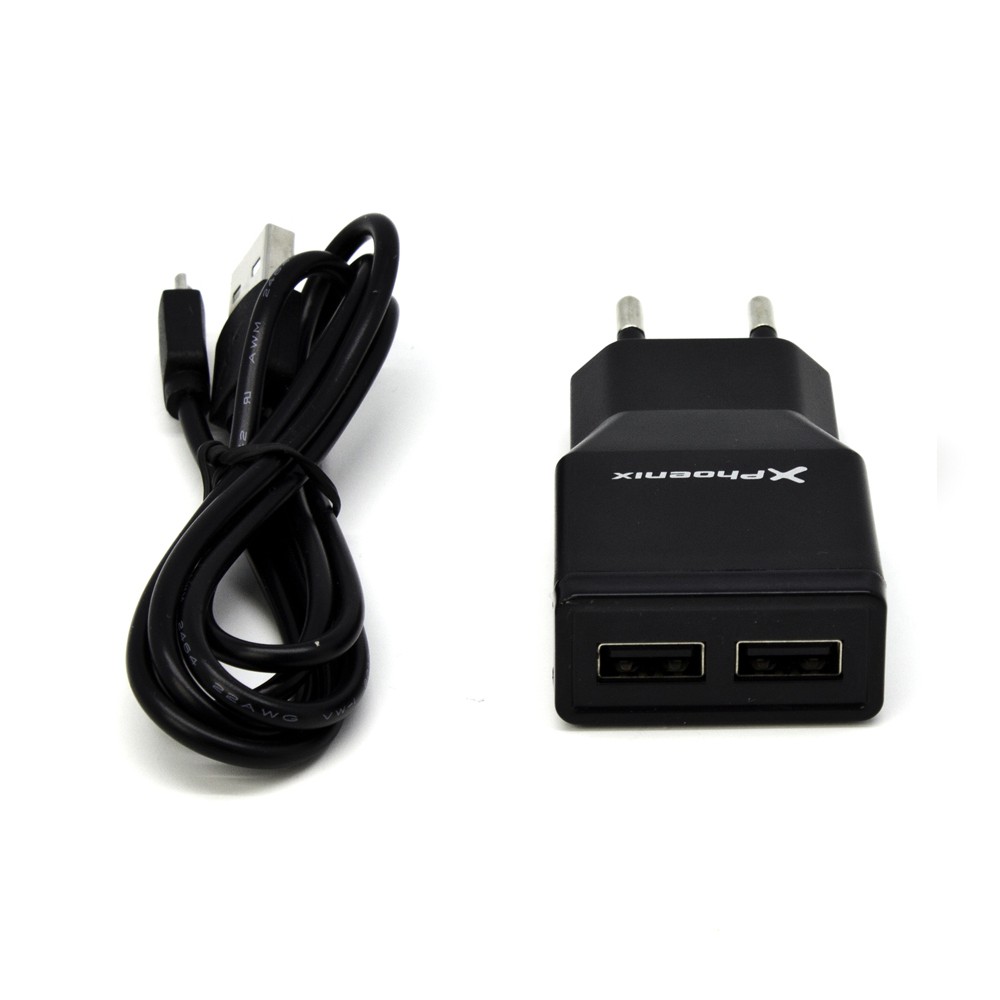 Cargador usb 5v 2 salidas 2a con cable micro usb