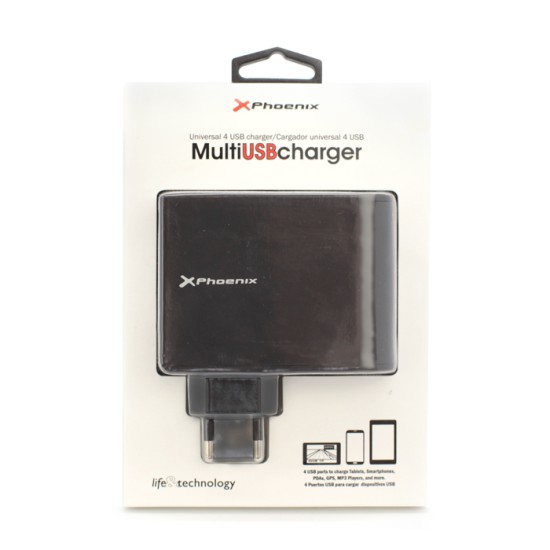 Cargador de pared 5.1v de 4 entradas usb 2.1a