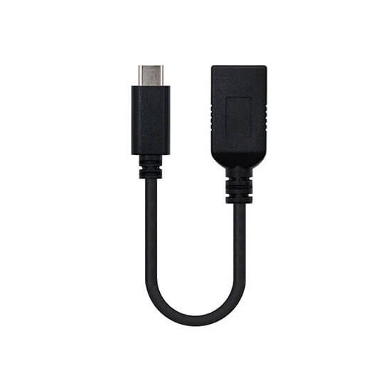 Cable otg usb tipo a 3.1 a usb tipo c 3.1 nanocable 15cm -  hembra - macho -  negro