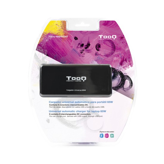 Cargador portatil universal tooq tqlc - 65bs02at 65w 1 x usb 8c negro