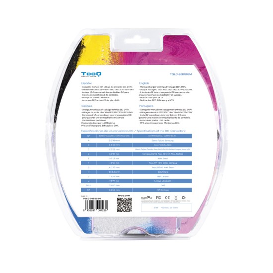 Cargador portatil universal tooq tqlc - 90bs02m 90w 1 x usb 12c negro