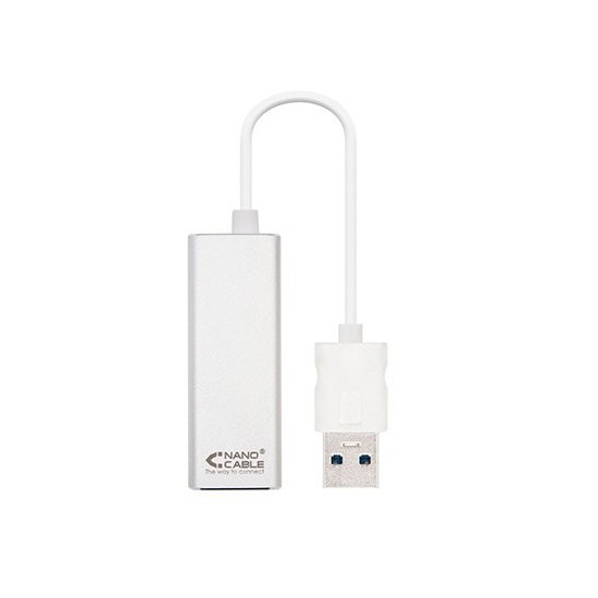 Cable conversor usb 3.0 a gigabit ethernet nanocable 10 - 100 - 1000mbps 15cm -  macho - hembra -  aluminio