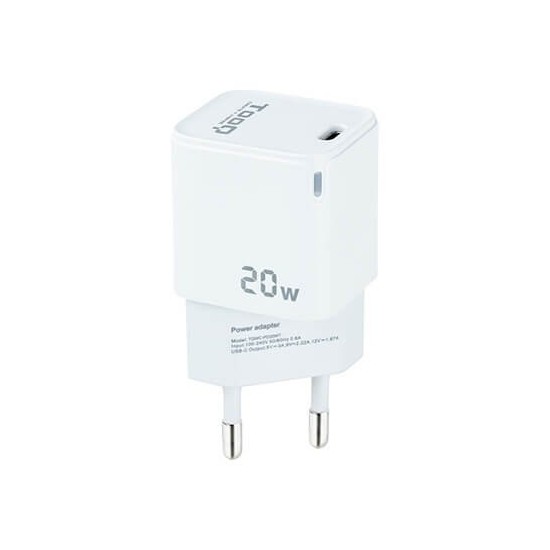 Cargador de pared tooq usb - c blanco 20w