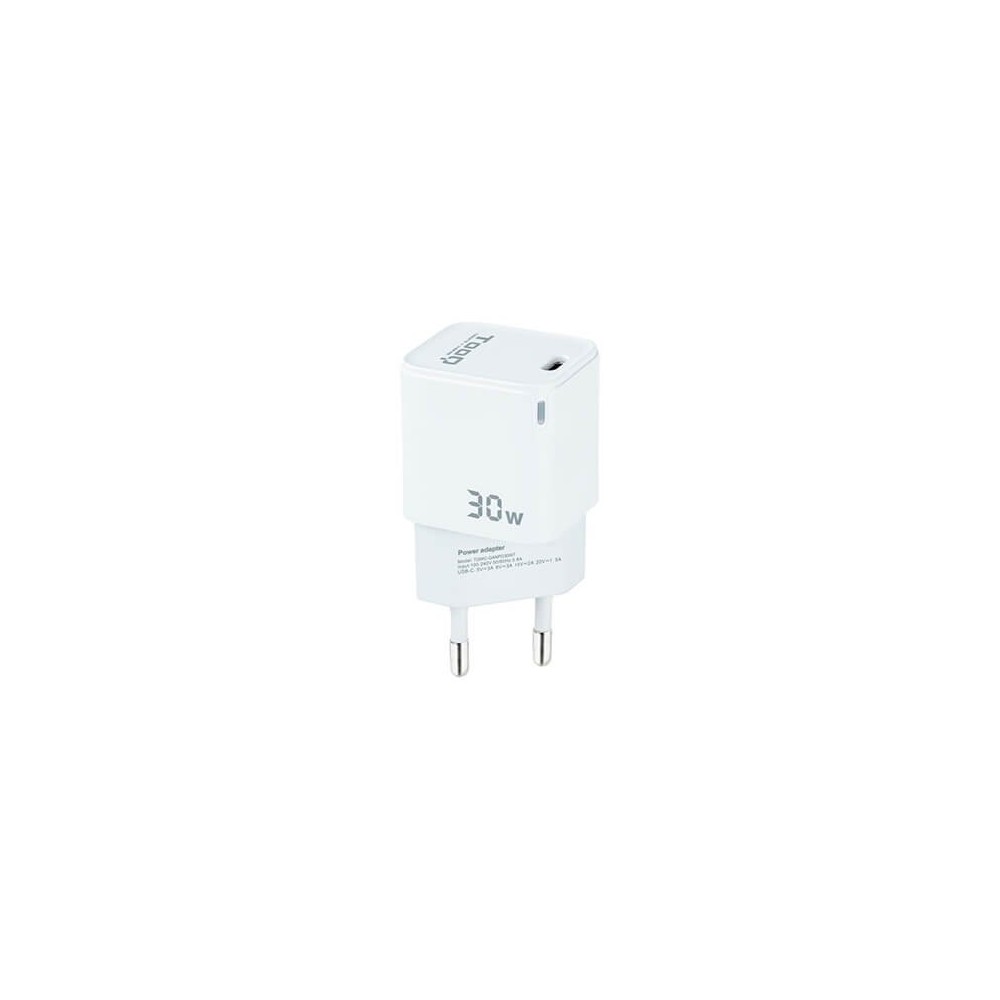 Cargador de pared tooq usb - c blanco 30w