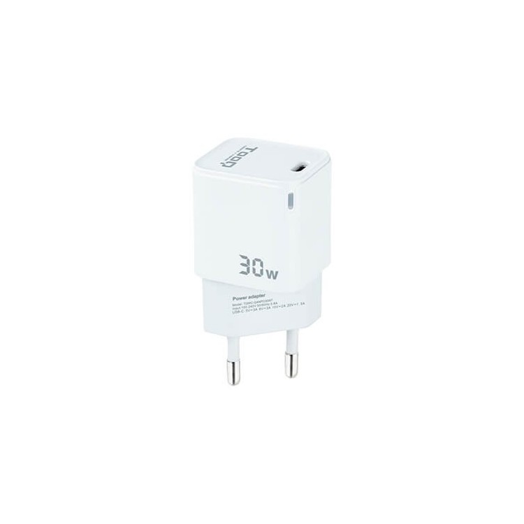 Cargador de pared tooq usb - c blanco 30w