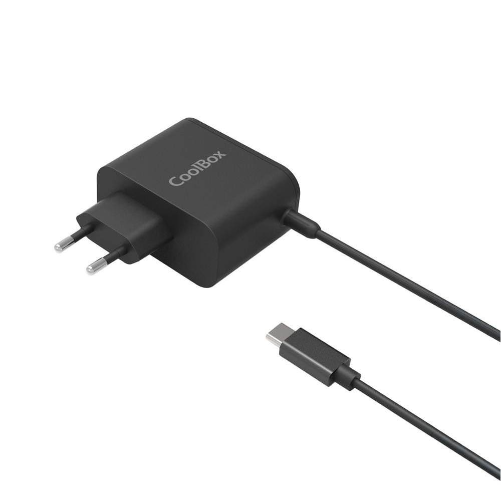 Adaptador cargador rapido de corriente coolbox gan usb - c 65w