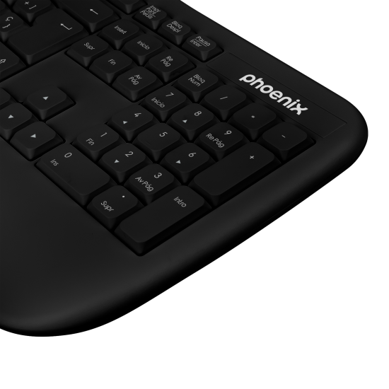 Phoenix k201 teclado ergonomico inalambrico 2.4ghz negro