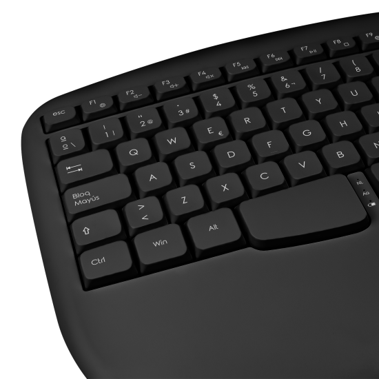 Phoenix k201 teclado ergonomico inalambrico 2.4ghz negro