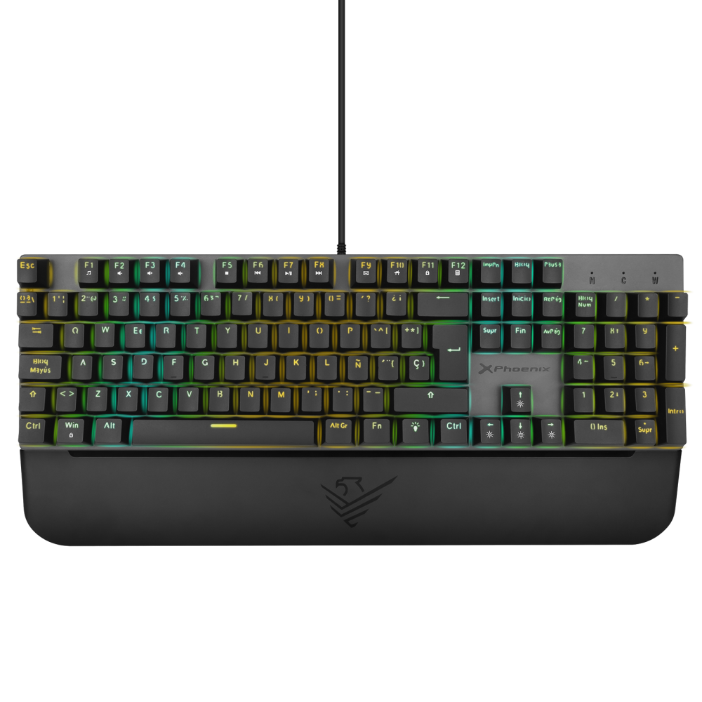 Teclado mecanico gaming phoenix mk1 elite full rgb configurable switches brown usb con reposamuñecas