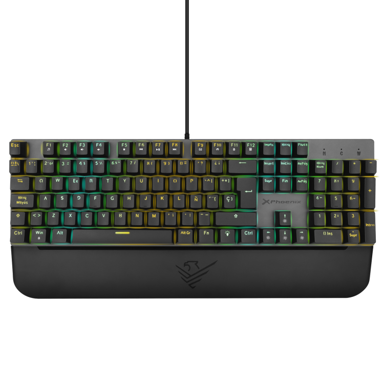 Teclado mecanico gaming phoenix mk1 elite full rgb configurable switches brown usb con reposamuñecas