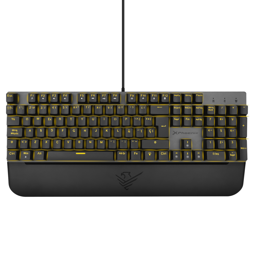 Teclado mecanico gaming phoenix mk1 elite full rgb configurable switches brown usb con reposamuñecas