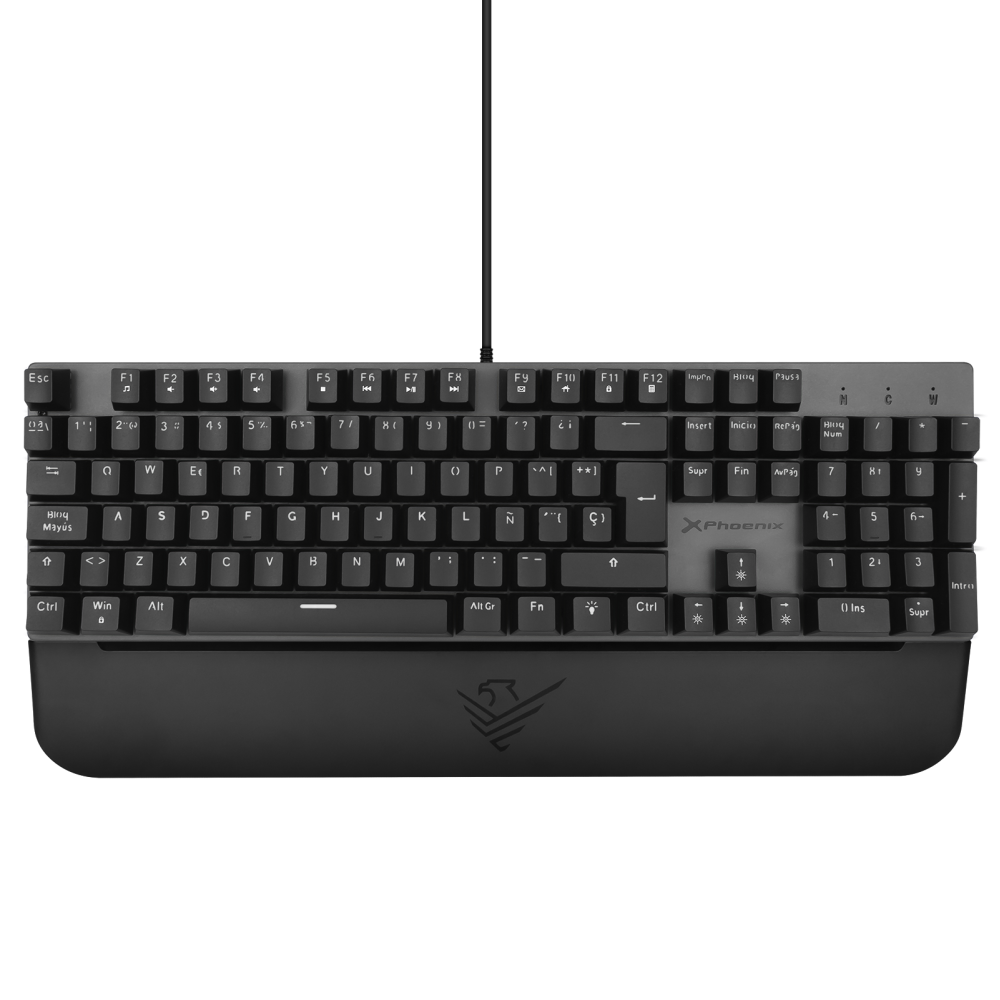 Teclado mecanico gaming phoenix mk1 elite full rgb configurable switches brown usb con reposamuñecas
