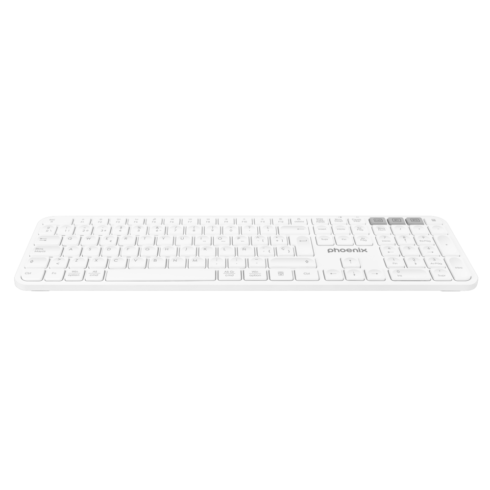 Teclado inalámbrico multidispositivo phoenix k300 blueooth dual y 2.4ghz blanco