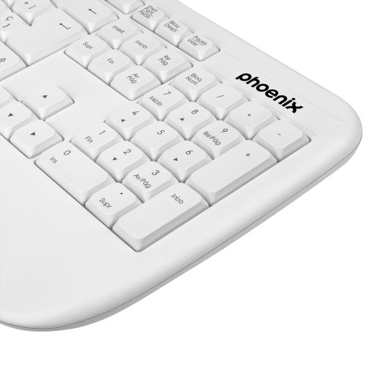 Phoenix k201 teclado ergonómico inalámbrico 2.4ghz blanco