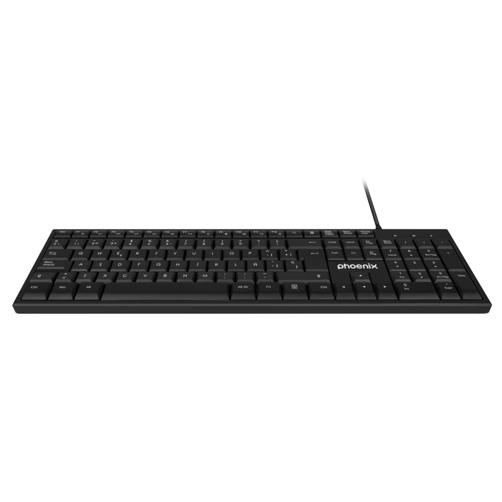 Phoenix k100 teclado multimedia usb negro qwerty oficina
