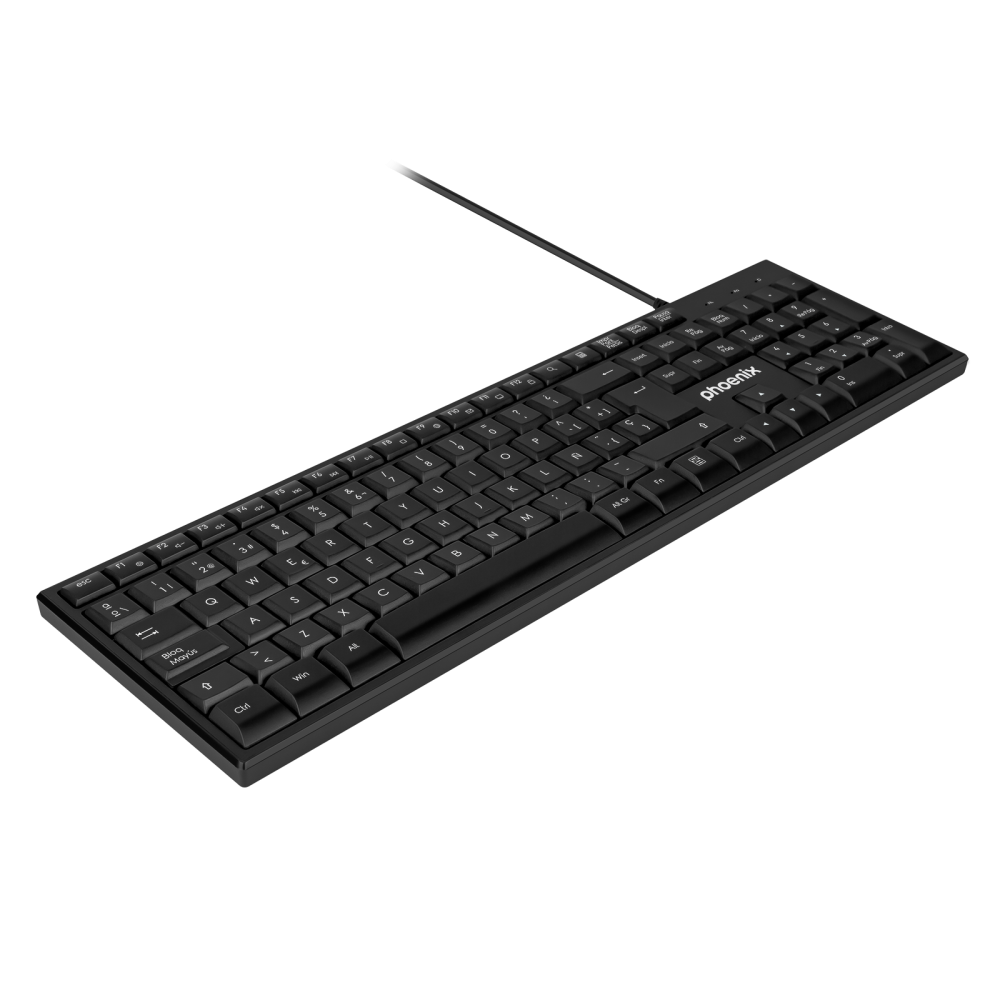 Phoenix k100 teclado multimedia usb negro qwerty oficina