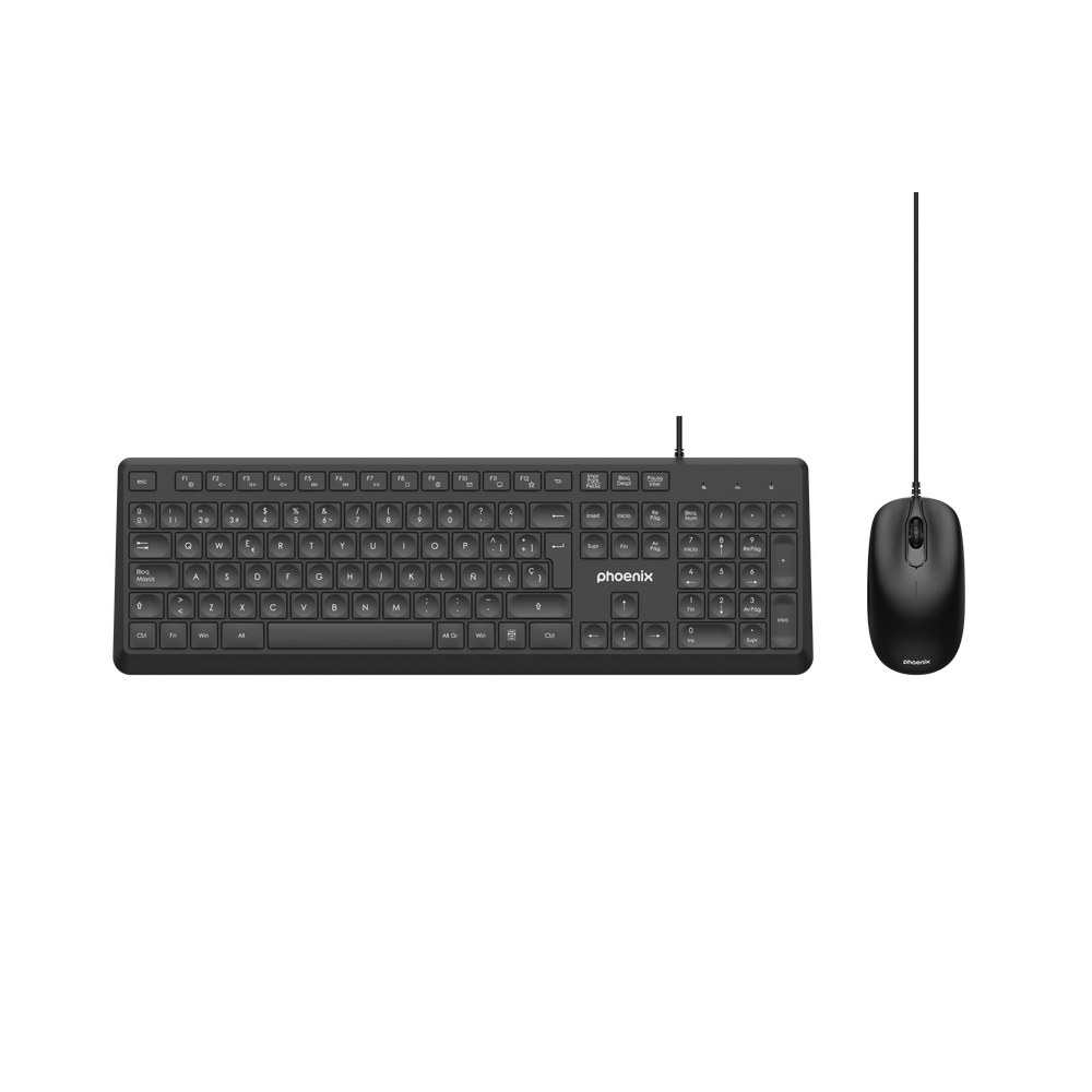Phoenix combo teclado multimedia + ratón con cable usb 1200dpi