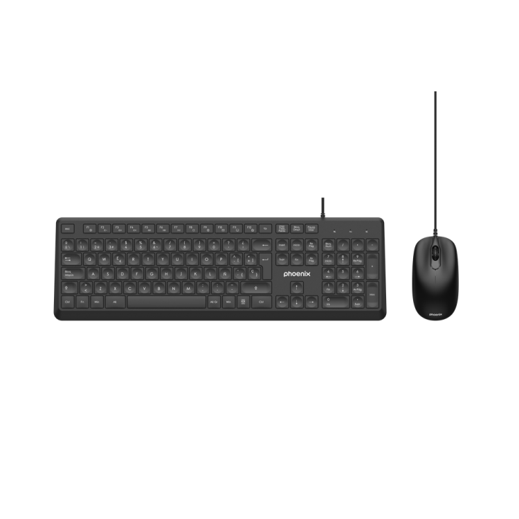 Phoenix combo teclado multimedia + ratón con cable usb 1200dpi