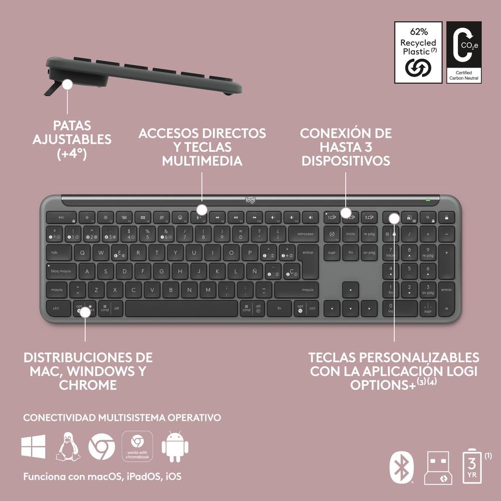 Teclado logitech k950 inalambrico negro