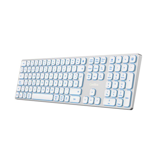 Teclado inalambrico retroiluminado coolbox moonlight key b431 plata blanco