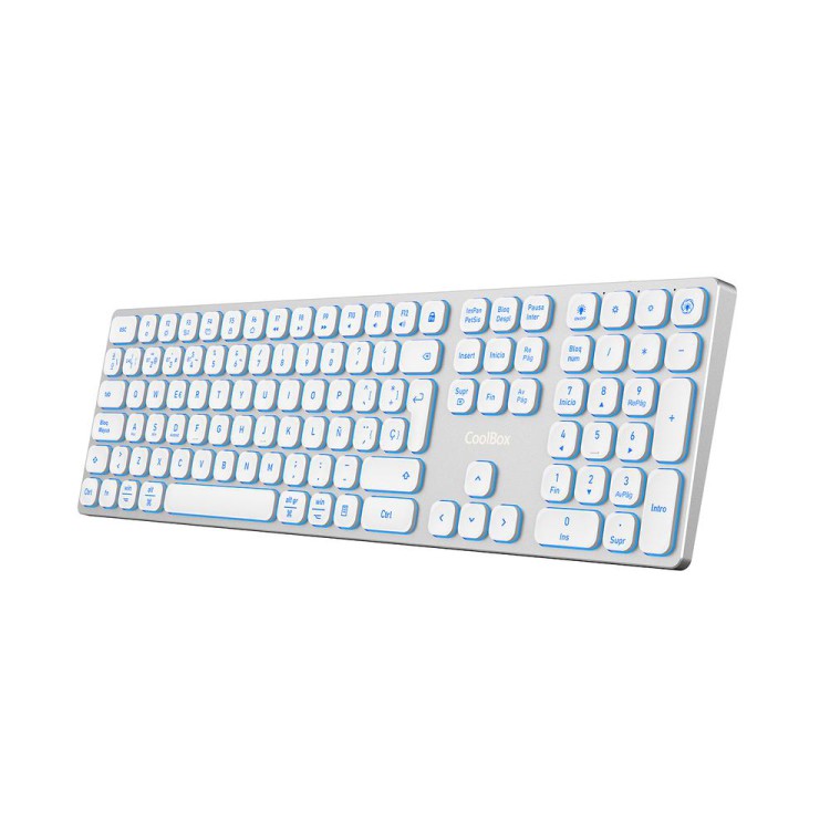 Teclado inalambrico retroiluminado coolbox moonlight key b431 plata blanco