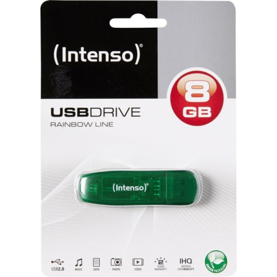 Memoria usb 2.0 intenso rainbow 8gb verde