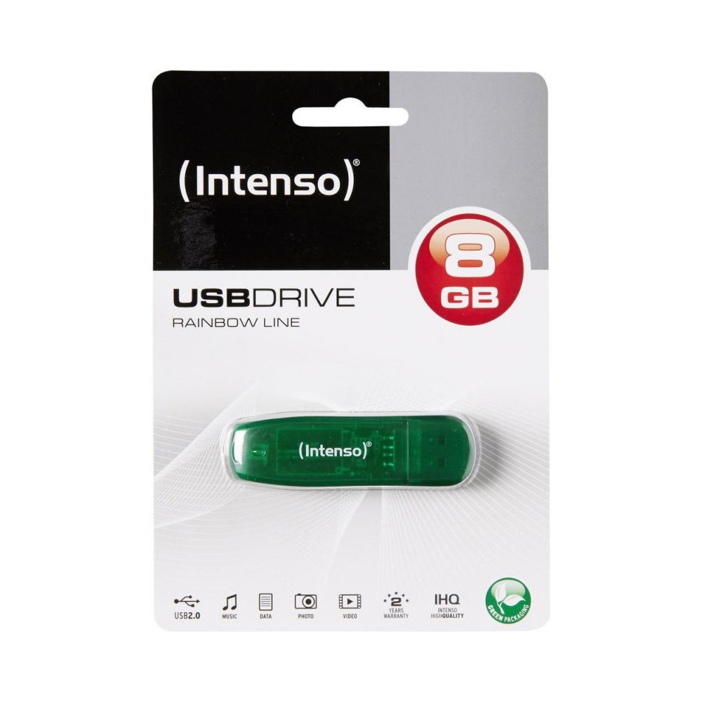 Memoria usb 2.0 intenso rainbow 8gb verde