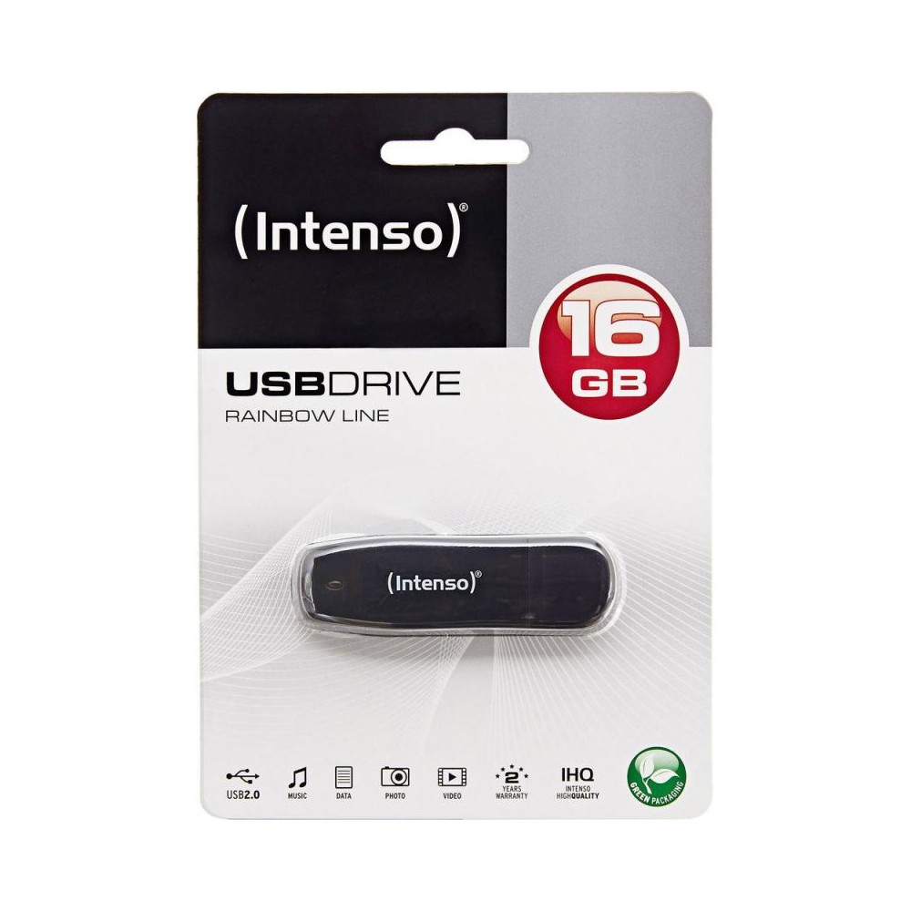 Memoria usb 2.0 intenso rainbow 16gb negro