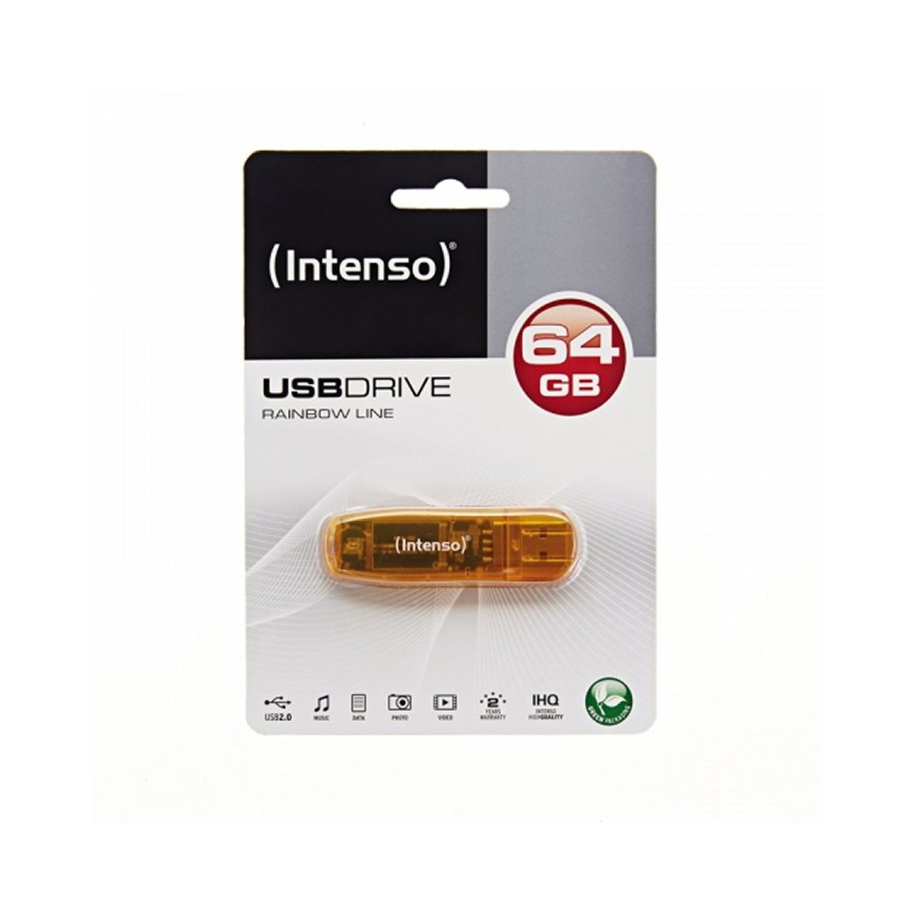 Memoria usb 2.0 intenso rainbow 64gb naranja