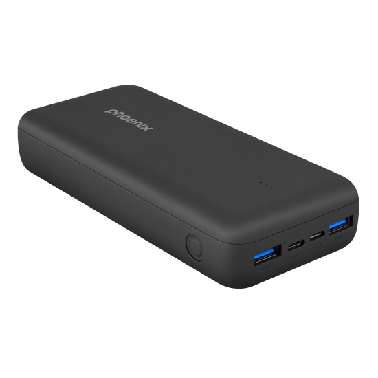 Phoenix powerbank batería externa 20000mah con 2 usb carga rapida y 1 usb tipo c pd