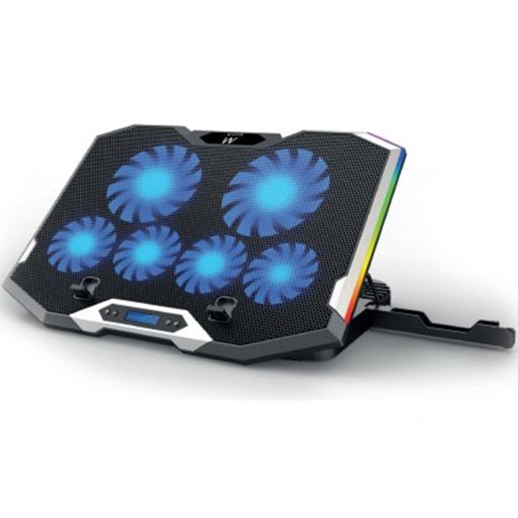 Soporte - base refrigeracion para ordenador portatil ewent ew1260 -  6 ventiladores -  hub 2 puertos -  rgb -  hasta 17 pulgada