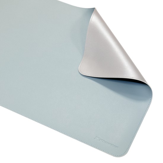 Phoenix matepad alfrombrilla escritorio ratón pu 80 x 40 cm antideslizante impermeable materíal simil cuero azul - gris