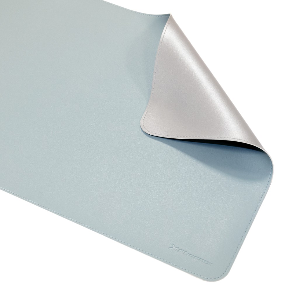 Phoenix matepad alfrombrilla escritorio ratón pu 80 x 40 cm antideslizante impermeable materíal simil cuero azul - gris