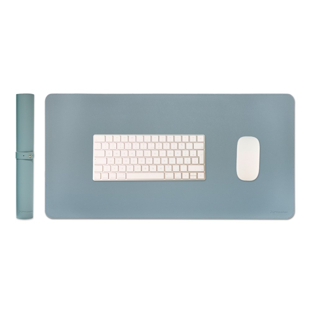 Phoenix matepad alfrombrilla escritorio ratón pu 80 x 40 cm antideslizante impermeable materíal simil cuero azul - gris