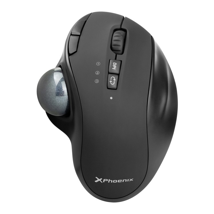 Ratón inalambrico phoenix ergo t1 ergonomico trackball batería recargable multidispositivo