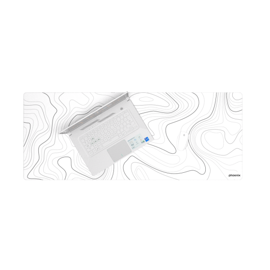 Alfombrilla phoenix stratos para ratón escritorio blanca 90 x 40 cm con base de corcho y superficie cuero pu