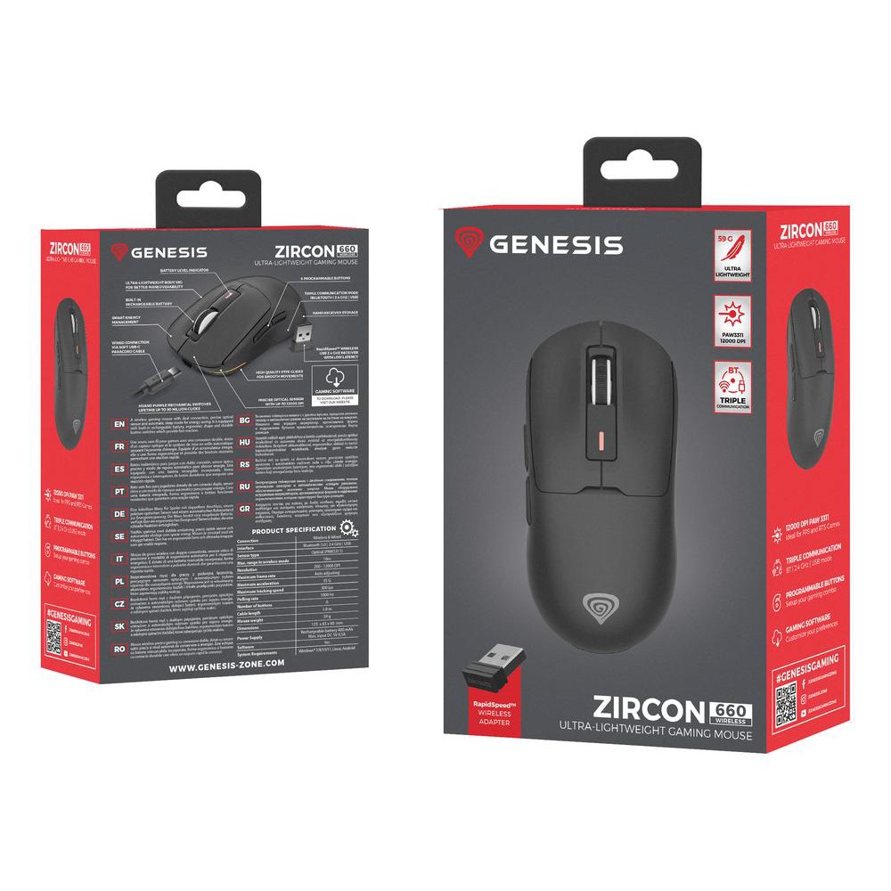 Raton inalambrico gaming genesis zircon 660 negro