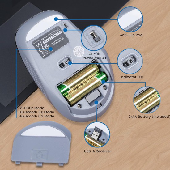 Raton inalambrico ewent ew3243 negro - gris