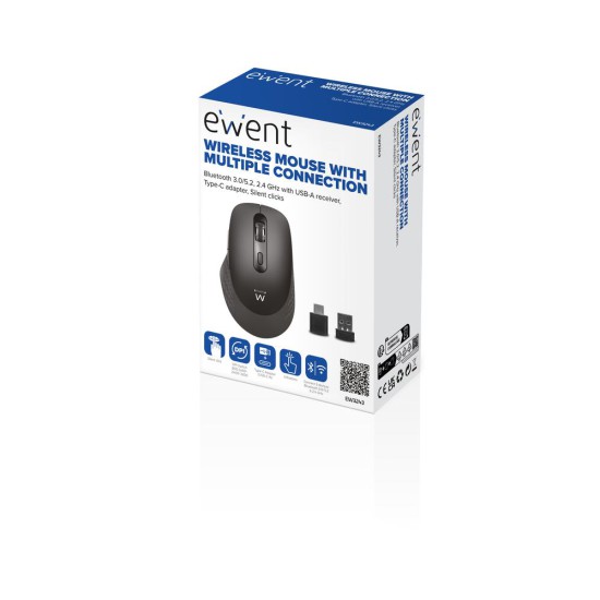 Raton inalambrico ewent ew3243 negro - gris