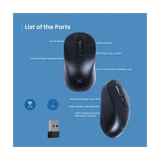 Raton inalambrico ewent ew3218 negro