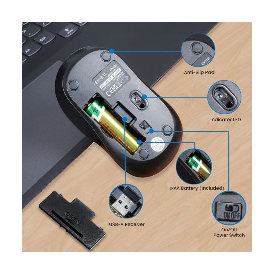 Raton inalambrico ewent ew3218 negro