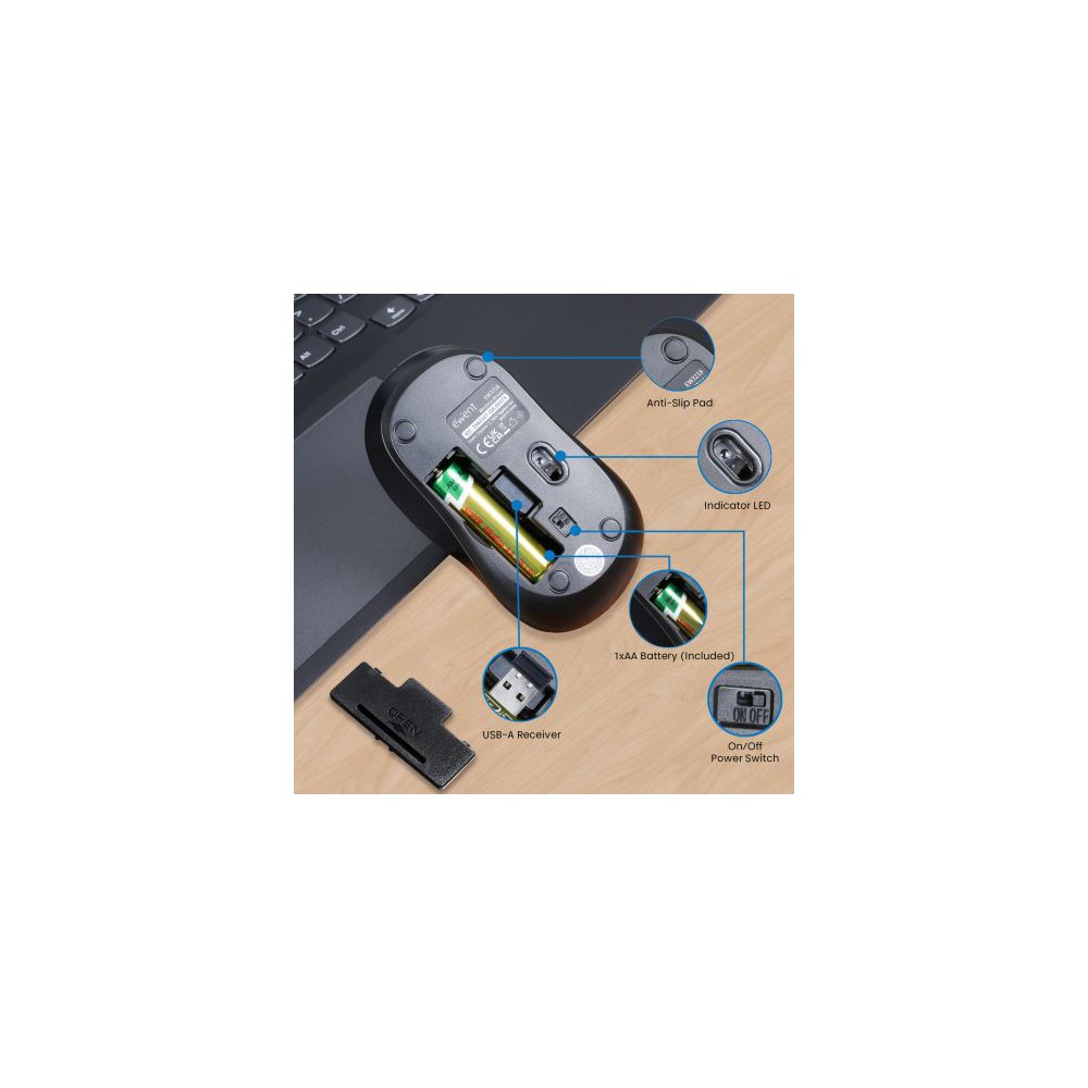 Raton inalambrico ewent ew3218 negro