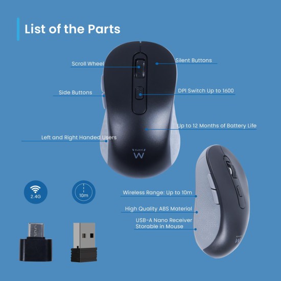 Raton inalambrico ewent ew3204 negro