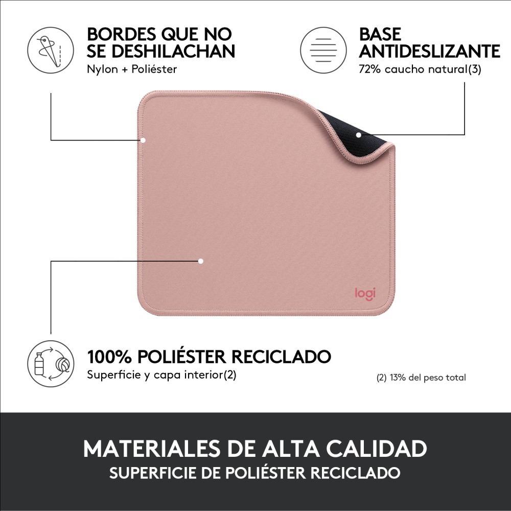 Alfombrilla logitech desk mat studio series rosa oscuro