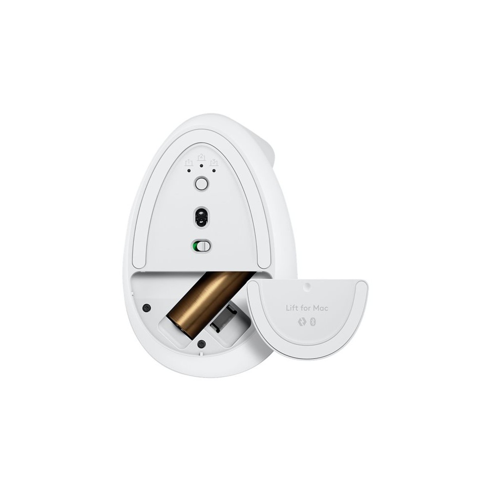 Mouse raton vertical logitech lift para mac 6 botones 4000 dpi wireless inalambrico blanco hueso