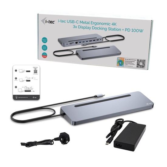Dock i - tec usb - c ergo 3x lcd metal ergonomico 4k dock pd 100 w