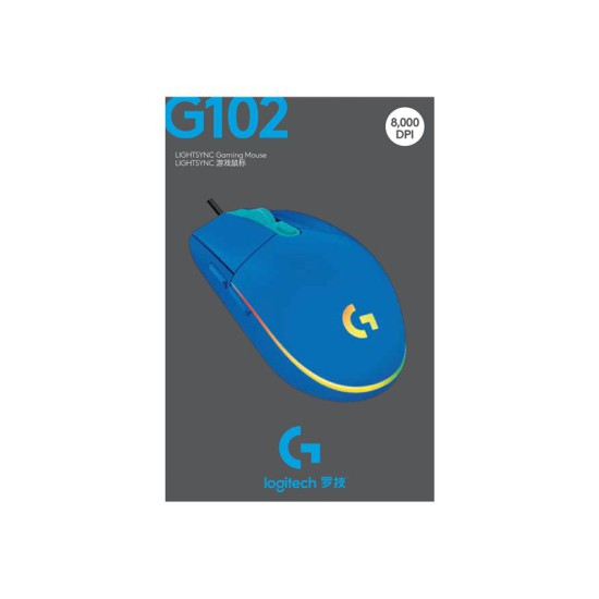 Mouse raton logitech g102 lightsync azul gaming 8.000 dpi 6 botones