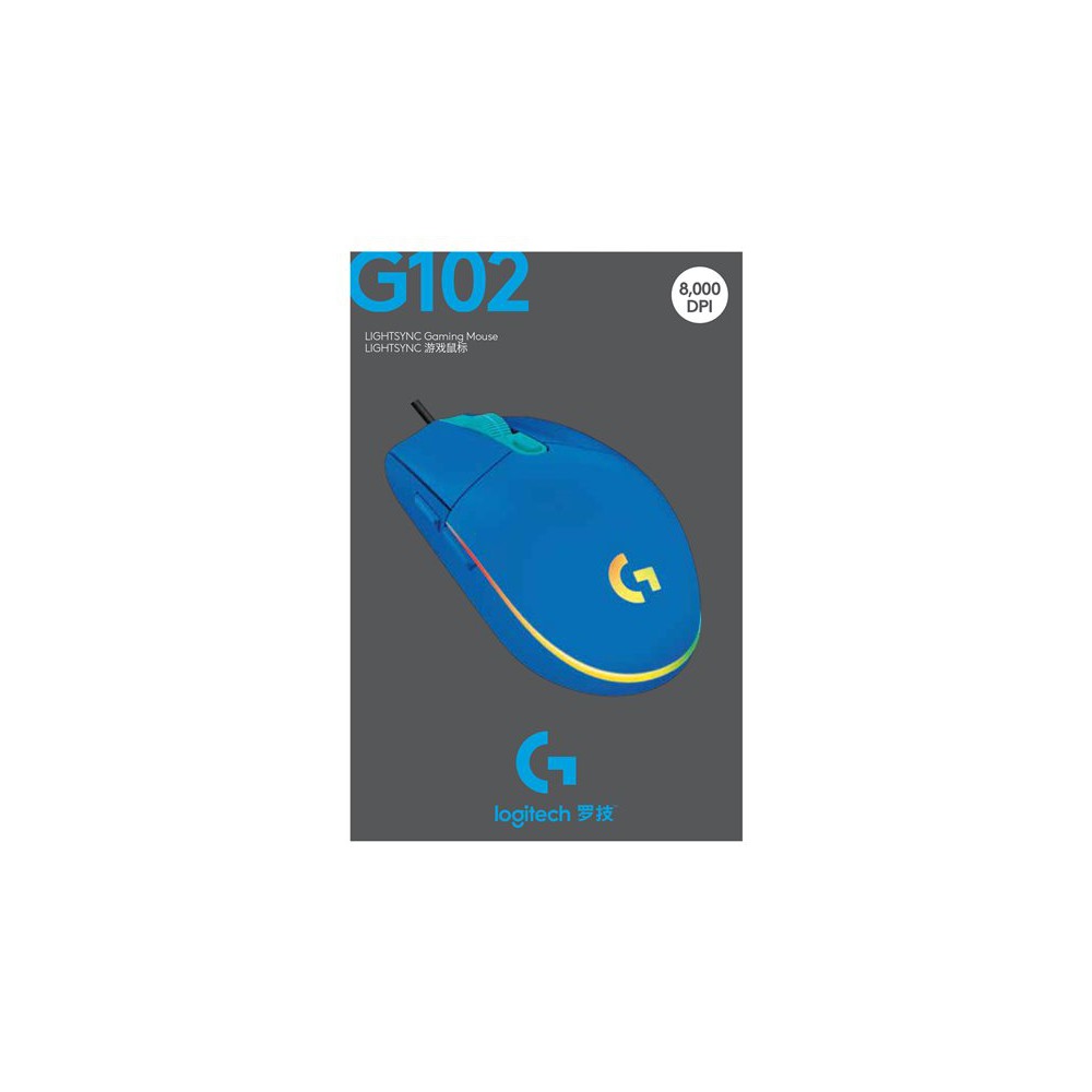 Mouse raton logitech g102 lightsync azul gaming 8.000 dpi 6 botones