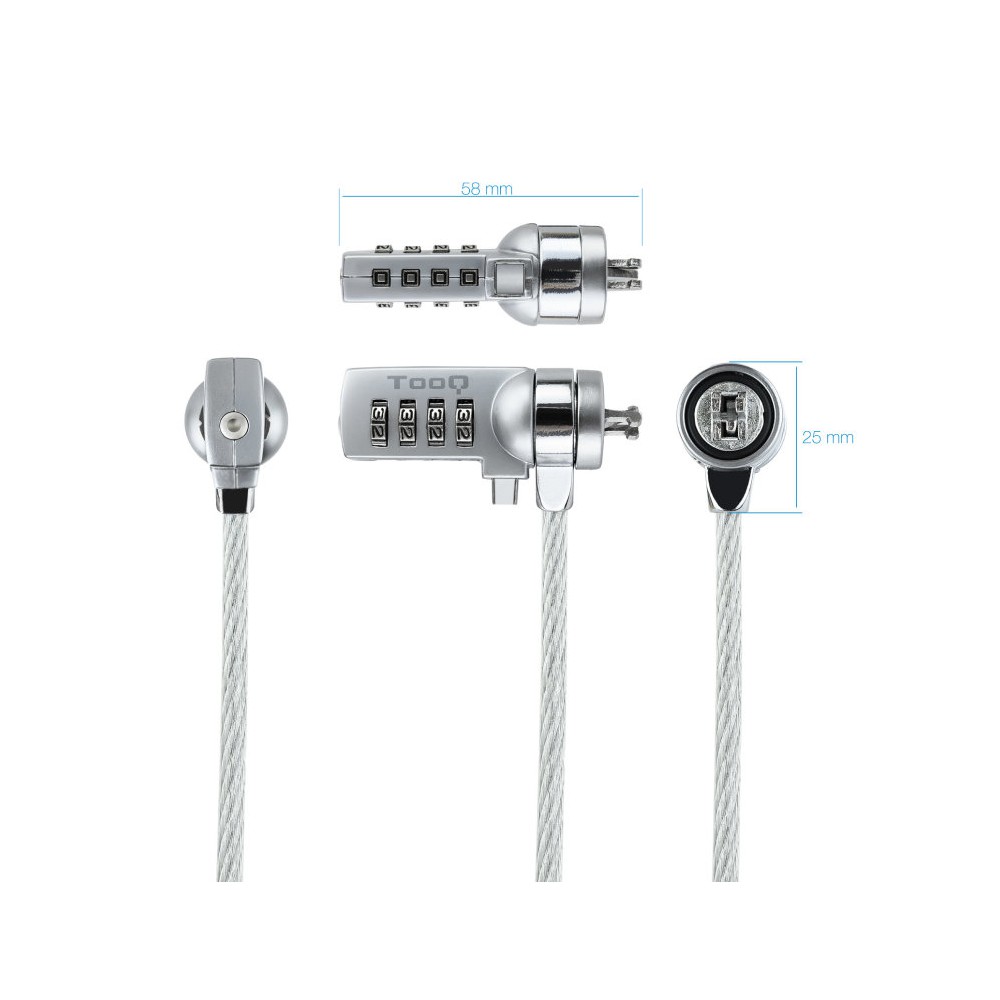 Cable seguridad tooq combinacion 1.5m ranura kensington